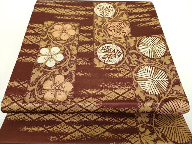 平和屋着物●西陣　アート裕謹製　六通柄袋帯　天然糸　夢俄　優光錦　短冊花文　証紙付き　正絹　逸品　DABA1292ps