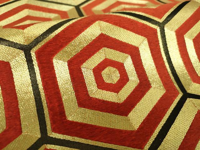 平和屋着物●西陣　川島織物　太鼓柄袋帯　駒刺繍　総刺繍　亀甲文　金糸　引箔　正絹　逸品　DABA1303ps 平和屋着物○西陣 川島織物 太鼓柄袋帯 駒刺繍 総刺繍 亀甲文