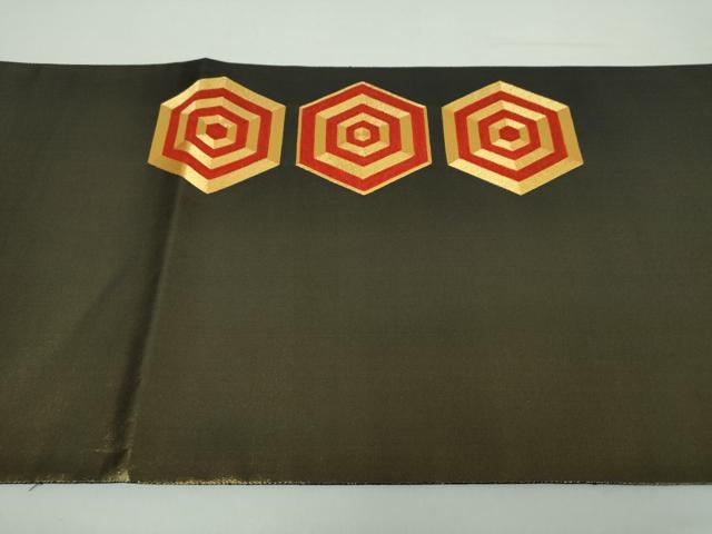 平和屋着物○西陣 川島織物 太鼓柄袋帯 駒刺繍 総刺繍 亀甲文