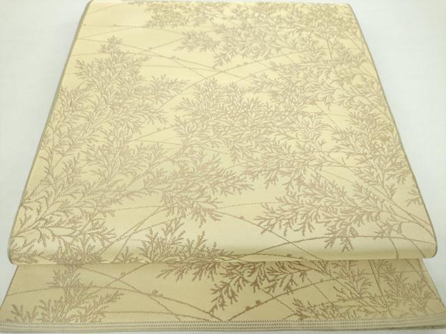 平和屋着物●西陣　川島織物　全通柄　本袋帯　草葉文　正絹　逸品　DABA1304ps
