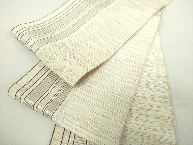 平和屋着物●本場筑前博多織　両面　半幅帯　間道　正絹　逸品　DABA1369ps