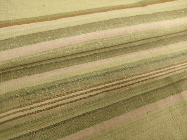 平和屋着物●上質な紬　横段文　正絹　逸品　未使用　DABA1401ps