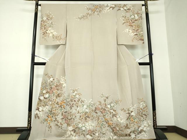 平和屋着物●訪問着　花鳥文　鬼しぼ縮緬　金彩　正絹　逸品　DABA1420ps