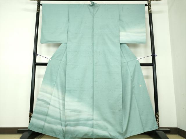 平和屋着物●石川県指定無形文化財　牛首紬　白山工房　手織り　訪問着　霞文　正絹　逸品　DABA1421ps