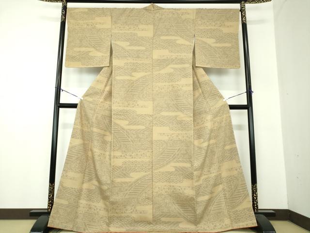 平和屋着物●上質な紬　160亀甲　渡橋風景　正絹　逸品　DABA1445ps