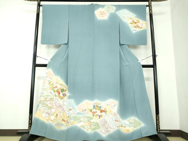 平和屋着物●創業460年・千總　訪問着　駒刺繍　吉祥花文　暈し染め　金彩　三越扱い　正絹　逸品　DABA1470ps