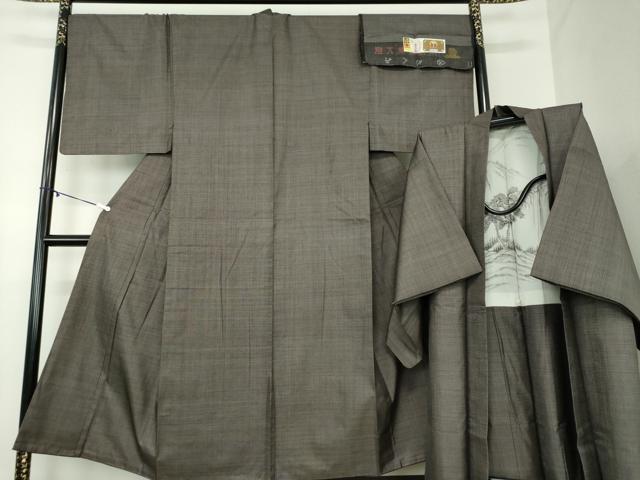 平和屋着物●男性　本場大島紬　アンサンブル　長羽織　120亀甲　総詰め　恵純雄作　証紙付き　正絹　逸品　DABA1486ps