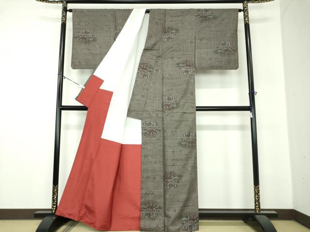 平和屋着物●本場大島紬　9マルキ　コプト文様　正絹　逸品　DABA1511ps