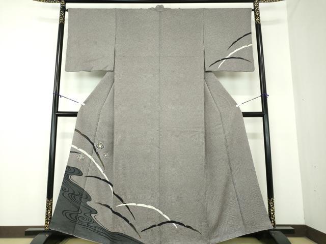 平和屋着物●訪問着　総絞り　刺繍　流水雪芝花菱文　金彩　正絹　逸品　DABA1559ps