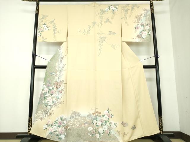 平和屋着物●訪問着　刺繍　楽器花文　暈し染め　金彩　正絹　逸品　未使用　DABA1570ps