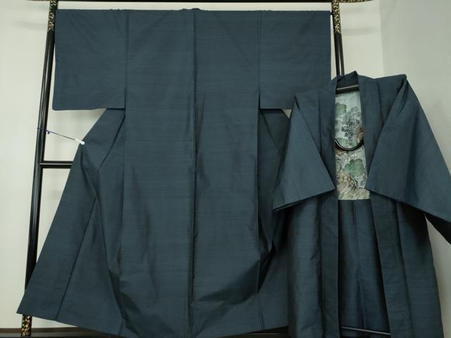 平和屋着物●男性　本場大島紬　アンサンブル　長羽織　横縞　正絹　逸品　DABA1617ps