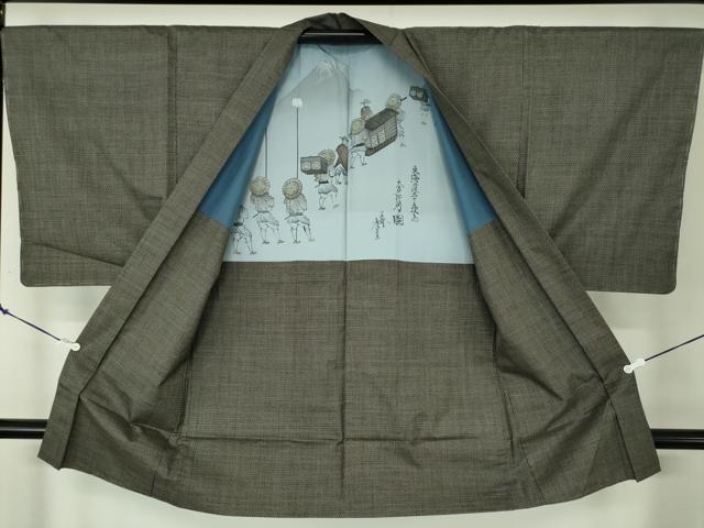 平和屋着物●男性　本場大島紬　アンサンブル　長羽織　100亀甲　総詰め　安田光治作　証紙付き　正絹　逸品　未使用　DABA1621ps