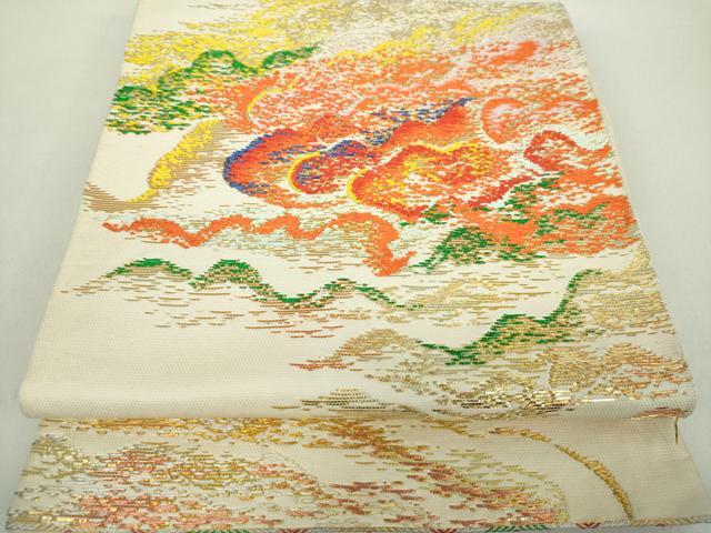 平和屋着物●六通柄　本袋帯　雲文　金銀糸　正絹　逸品　DABA1634ps