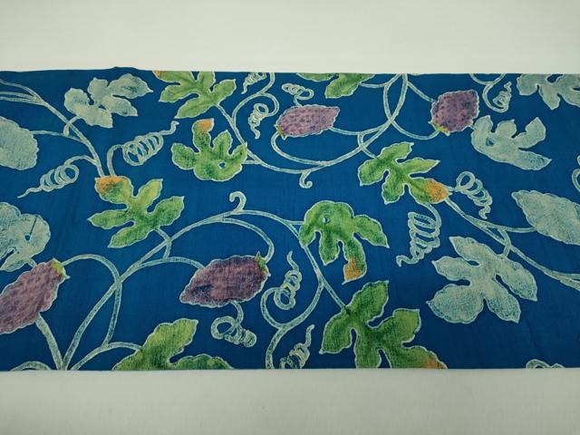 平和屋着物●太鼓柄袋帯　作家物　紬地　ろうけつ染め　花鳥文　正絹　逸品　DABA1657ps
