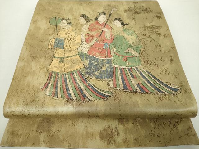 平和屋着物●太鼓柄袋帯　高松塚古墳　西壁女子群像　飛鳥美人　飛龍　正絹　逸品　未使用　DABA1661ps