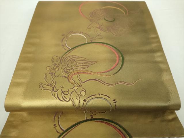 平和屋着物○六通柄袋帯 唐織 風神雷神 金糸 正絹 逸品 DABA1686ps