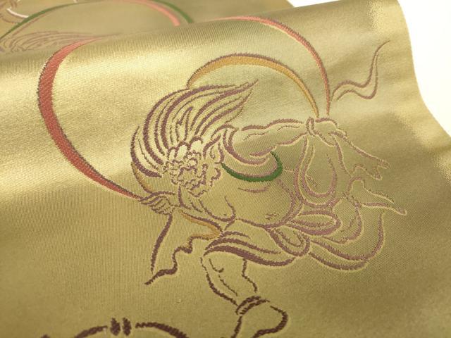 平和屋着物○六通柄袋帯 唐織 風神雷神 金糸 正絹 逸品 DABA1686ps