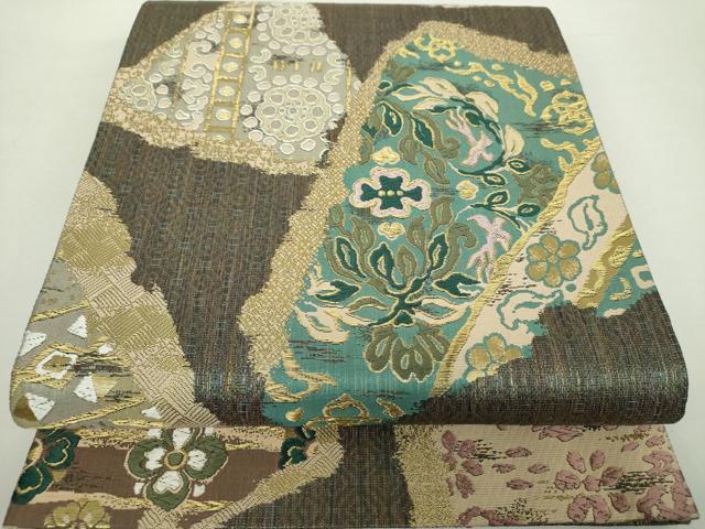 平和屋着物●六通柄袋帯　唐織　花鳥文　金糸　正絹　逸品　未使用　DABA1692ps