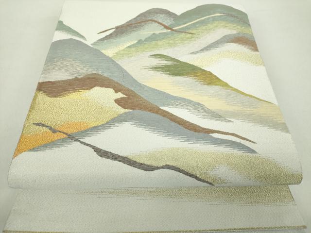 平和屋着物●爪掻き本綴れ　太鼓柄袋帯　遠山文　金銀糸　正絹　逸品　DABA1700ps