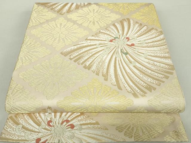 平和屋着物○六通柄袋帯 唐織 花菱有職文 金糸 正絹 逸品 DABA1710ps 