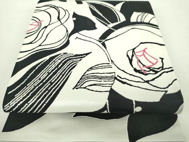 平和屋着物●西陣　とみや織物謹製　とみや帯　六通柄袋帯　大輪の花　正絹　逸品　DABA1752ps