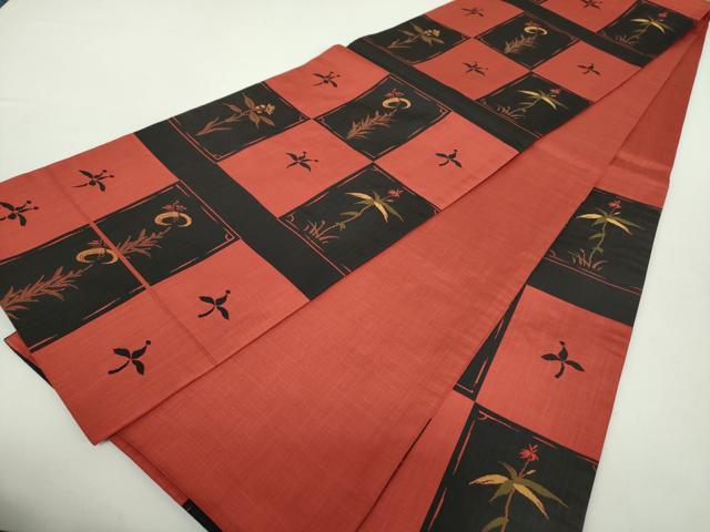 平和屋着物●名門木屋太　今河織物　六通柄袋帯　市松花文　正絹　逸品　DABA1765ps