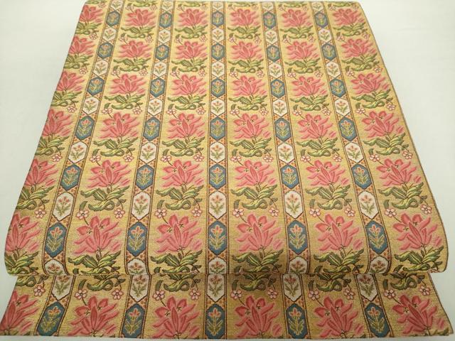 平和屋着物●西陣　川島織物　全通柄袋帯　草花文　金糸　正絹　逸品　DABA1780ps