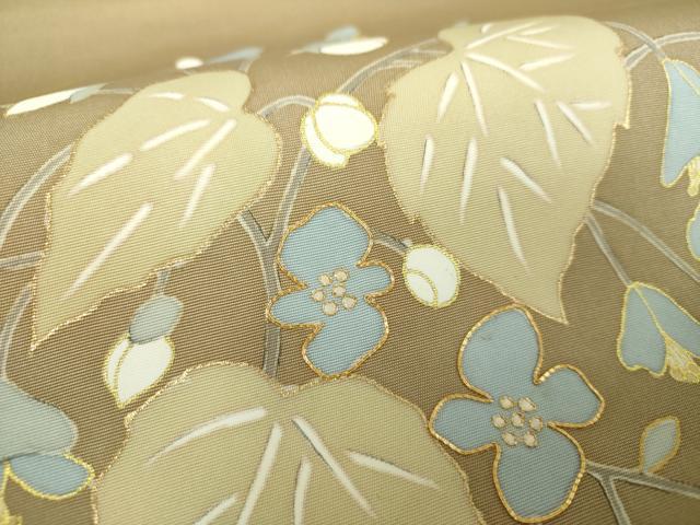 平和屋着物●塩瀬　九寸名古屋帯　駒刺繍　草花丸文　金彩　正絹　逸品　DABA1849ps 平和屋着物○塩瀬 九寸名古屋帯 駒刺繍 草花丸文 金彩 正絹 逸品