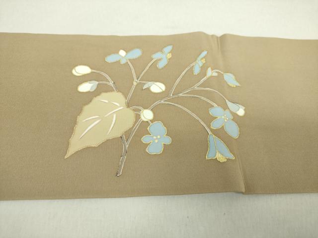 平和屋着物●塩瀬　九寸名古屋帯　駒刺繍　草花丸文　金彩　正絹　逸品　DABA1849ps 平和屋着物○塩瀬 九寸名古屋帯 駒刺繍 御所車花文 黒地 金彩 正絹