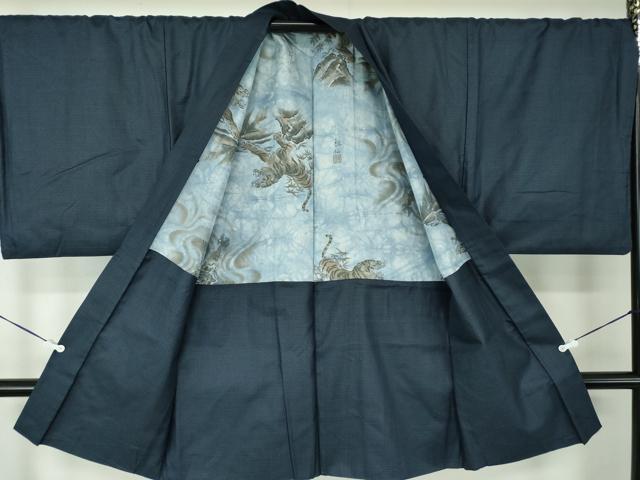 平和屋着物●男性　紬　アンサンブル　キングサイズ　長羽織　100亀甲　総詰め　正絹　逸品　未使用　DABA1874ps_9