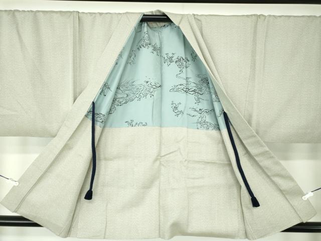 平和屋着物●男性　紬　アンサンブル　キングサイズ　羽裏・鳥獣戯画　120亀甲　総詰め　正絹　逸品　DABA1877ps_6