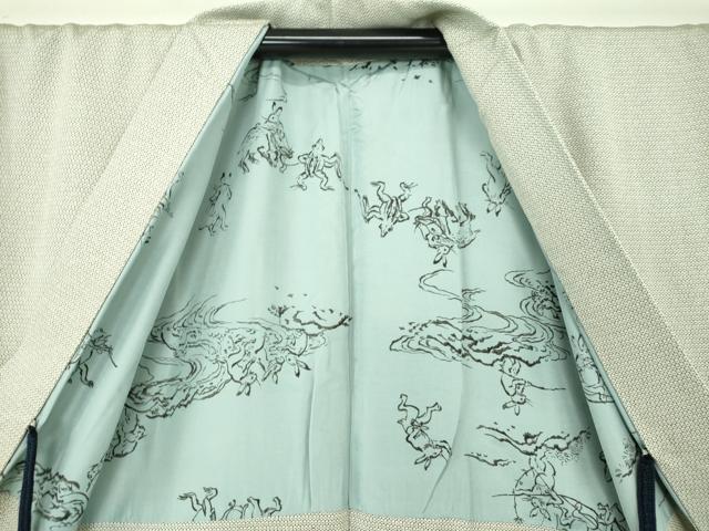 平和屋着物●男性　紬　アンサンブル　キングサイズ　羽裏・鳥獣戯画　120亀甲　総詰め　正絹　逸品　DABA1877ps_8