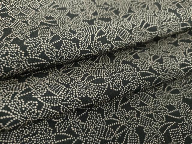 平和屋着物●江戸小紋　草花文　黒地　正絹　逸品　DABA1883ps