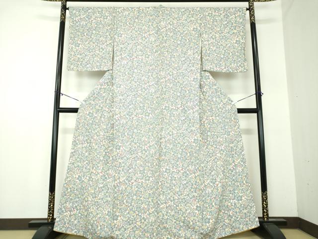 平和屋着物●上質な小紋　型染　松竹梅　反端付き　正絹　逸品　DABA1908ps_1