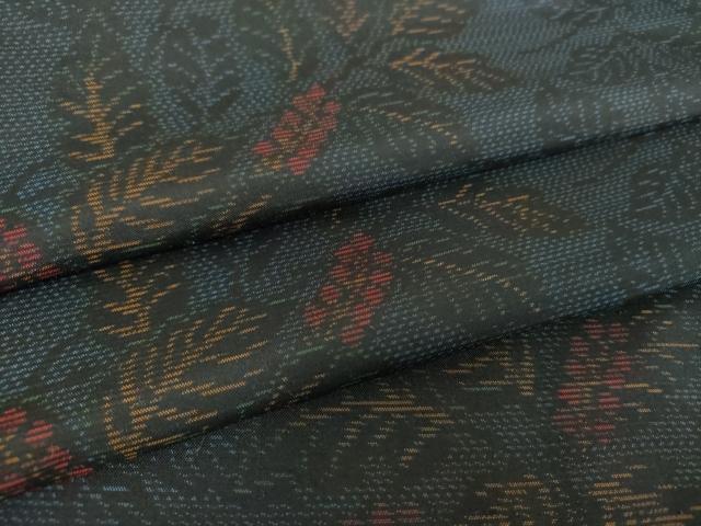 平和屋着物●本場大島紬　草花文　正絹　逸品　DABA1914ps