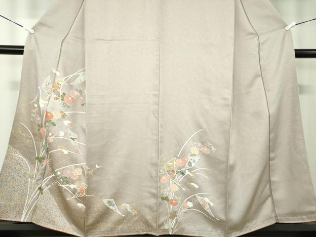 平和屋着物●訪問着　扇面花文　暈し染め　金彩　正絹　逸品　DABA1951ps_3