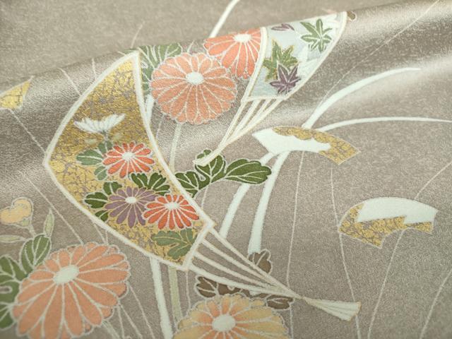 平和屋着物●訪問着　扇面花文　暈し染め　金彩　正絹　逸品　DABA1951ps_7
