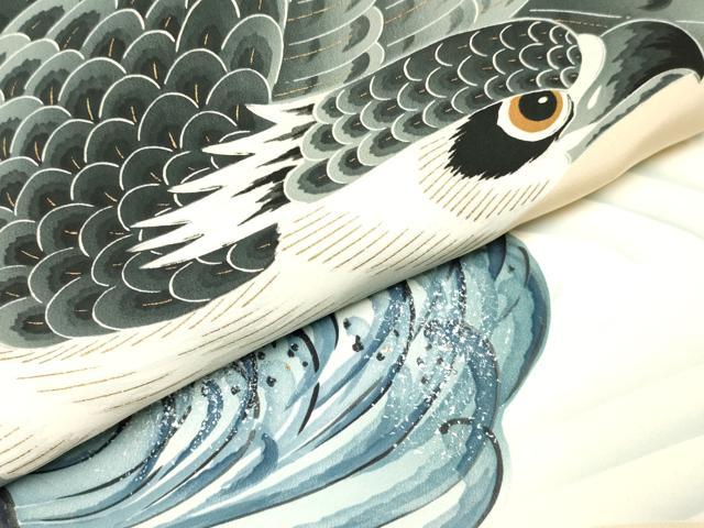 平和屋着物[]七五三　男の子　祝着・長襦袢(袷)セット　作家物　鷹　鷲　立波文　金彩　逸品　DABA3537ma
