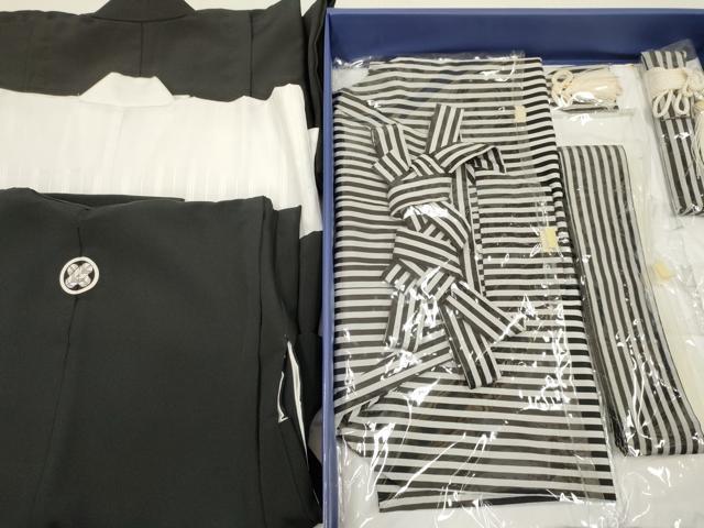平和屋着物[]七五三　男の子　着物・黒紋付羽織・長襦袢(単衣)・行灯袴・小物セット　箱付き　DABA3550ma_1