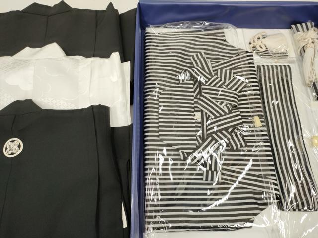 平和屋着物[]七五三　男の子　着物・黒紋付羽織・長襦袢(単衣)・行灯袴・小物セット　箱付き　DABA3553ma_1