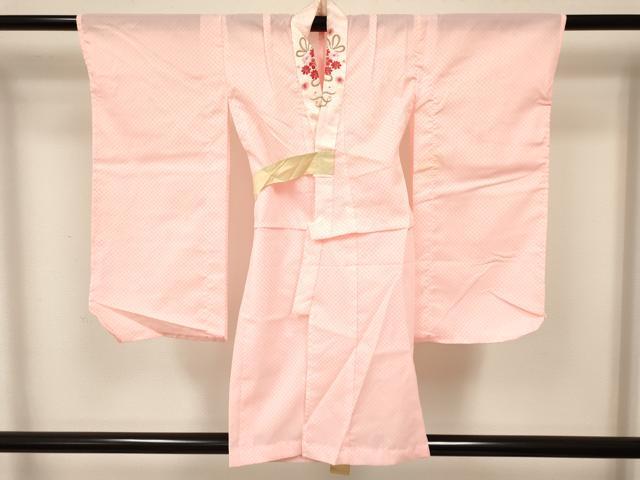 平和屋着物[]七五三　女の子　３歳　祝着　三つ身　長襦袢(単衣・半衿刺繍)セット　扇面花文　金彩　逸品　DABA3570ma_7