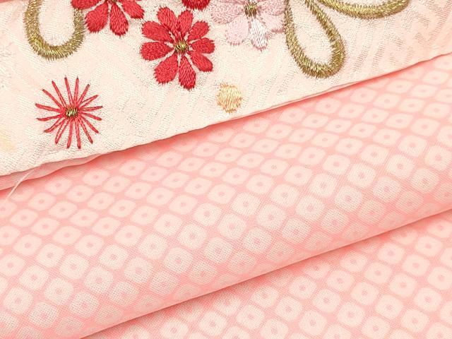 平和屋着物[]七五三　女の子　３歳　祝着　三つ身　長襦袢(単衣・半衿刺繍)セット　扇面花文　金彩　逸品　DABA3570ma_8