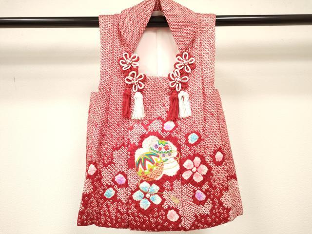 平和屋着物[]七五三　女の子　３歳　祝着　三つ身　被布セット　駒刺繍　鈴花文　暈し染め　金彩　逸品　DABA3573ma_6