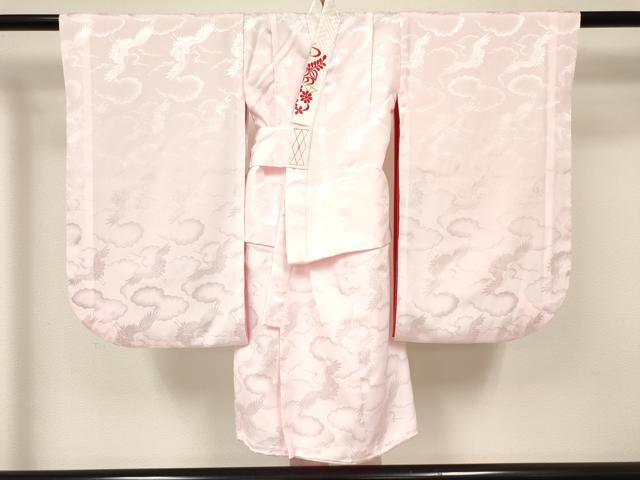 平和屋着物[]七五三　女の子　３歳　祝着　三つ身　長襦袢(袷・半衿刺繍)セット　駒刺繍　絞り　束ね熨斗花文　逸品　DABA3576ma_6