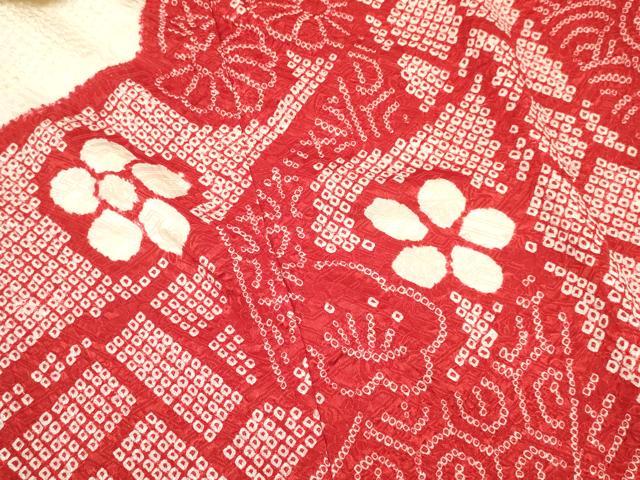 平和屋着物[]七五三　女の子　３歳　祝着　三つ身　長襦袢(袷・半衿刺繍)セット　駒刺繍　絞り　束ね熨斗花文　逸品　DABA3576ma_3