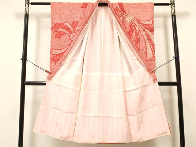 平和屋着物[]七五三　女の子　７歳　祝着　四つ身　駒刺繍　絞り　束ね熨斗松文　逸品　DABA3642ma_1