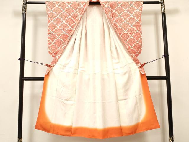 平和屋着物[]七五三　女の子　７歳　祝着　四つ身　花青海波　逸品　DABA3665ma