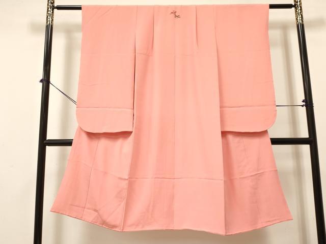平和屋着物[]七五三　女の子　７歳　祝着　四つ身　珊瑚色　逸品　DABA3666ma
