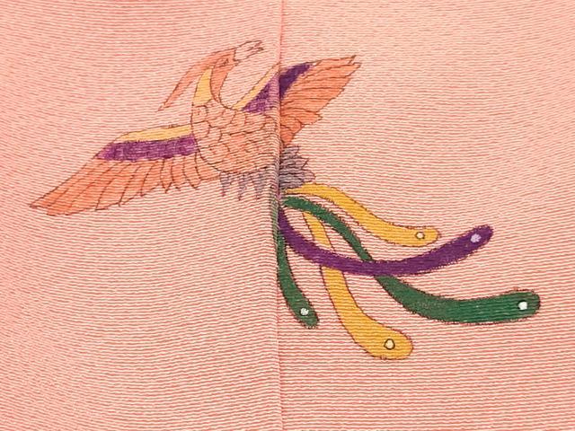 平和屋着物[]七五三　女の子　７歳　祝着　四つ身　珊瑚色　逸品　DABA3666ma_4
