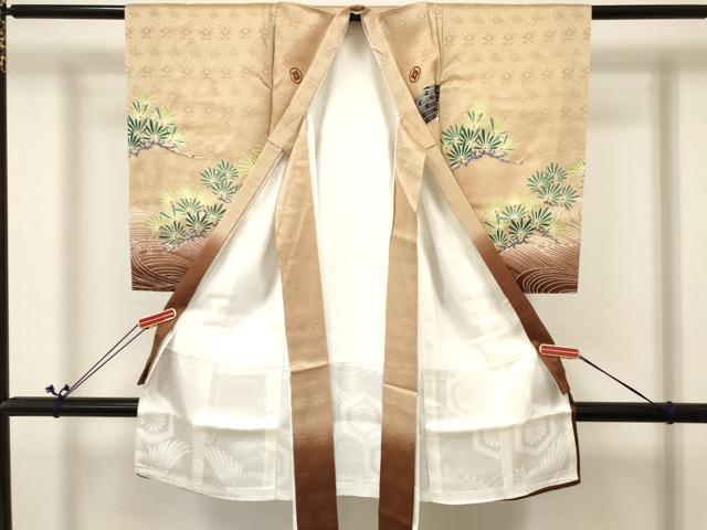 平和屋着物[]お宮参り　男の子　祝着　産着　初着　のしめ　鷹　鷲　兜　立波松文　暈し染め　金彩　逸品　DABA3712ma_1